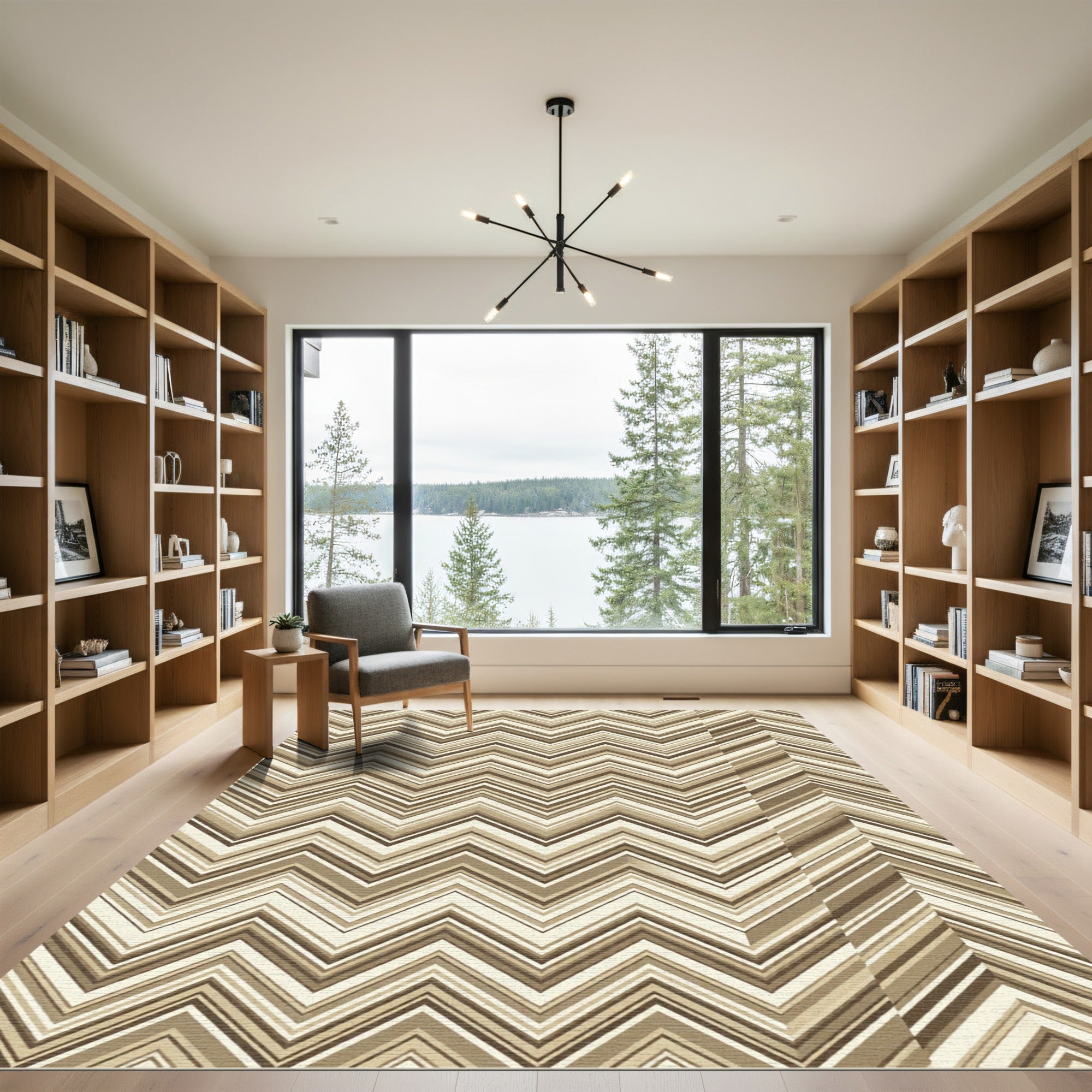 Earthy Tones Chevron Zigzag Stripes Rug