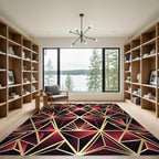 Luxurious Crimson Gold Geometric Facet Rug
