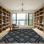 Charcoal Modern Geometric Interlocking Diamond Rug