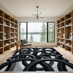 Black Interlocking Ring Abstract Rug