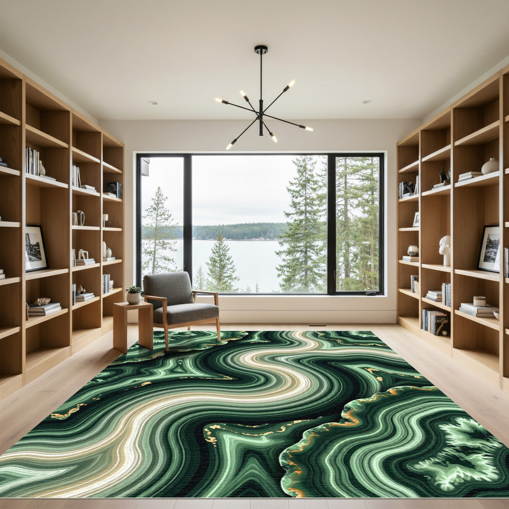 Emerald Agate Swirl Streaked Rug