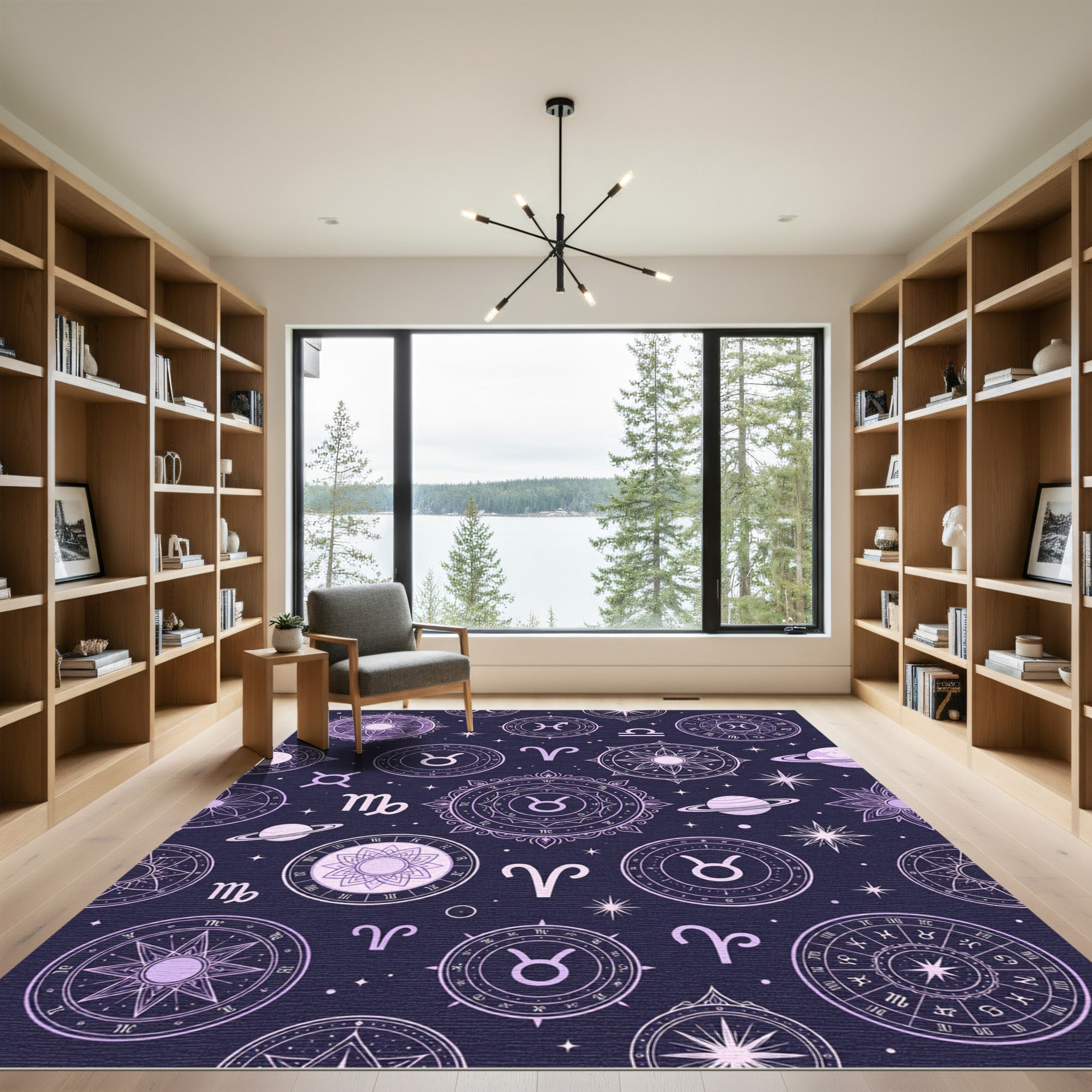 Celestial Lavender Zodiac Constellation Astrology Rug