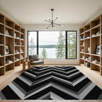 Monochromatic Zigzag Herringbone Inlay Rug