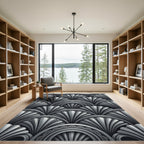 Sophisticated Silver Art Deco Fan Rug