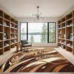Earthy Wheat Ears Brushstrokes Rug