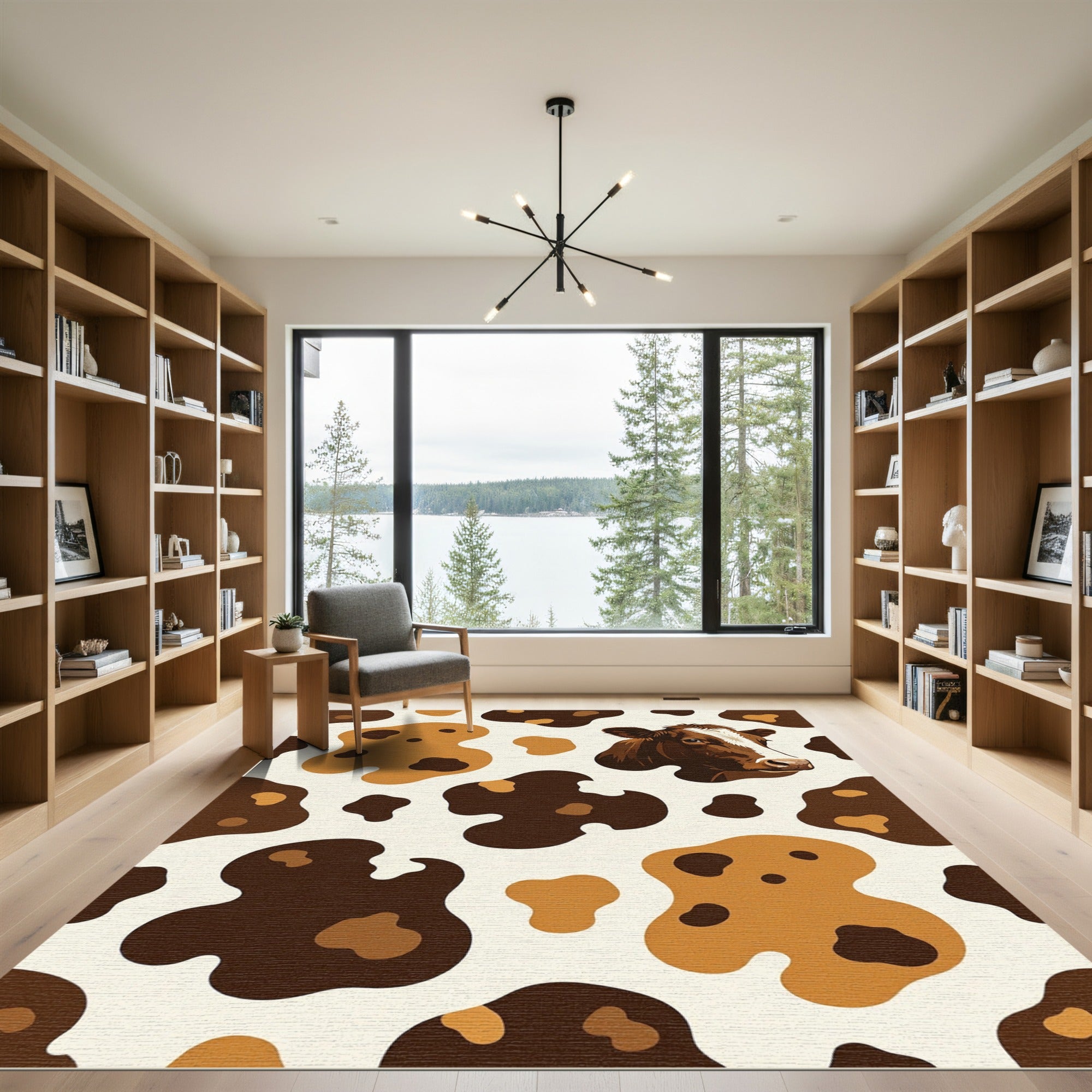 Brown Dairy Cow Spot Landscape Rug