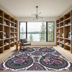 Elegant Lavender Floral Paisley Medallion Rug