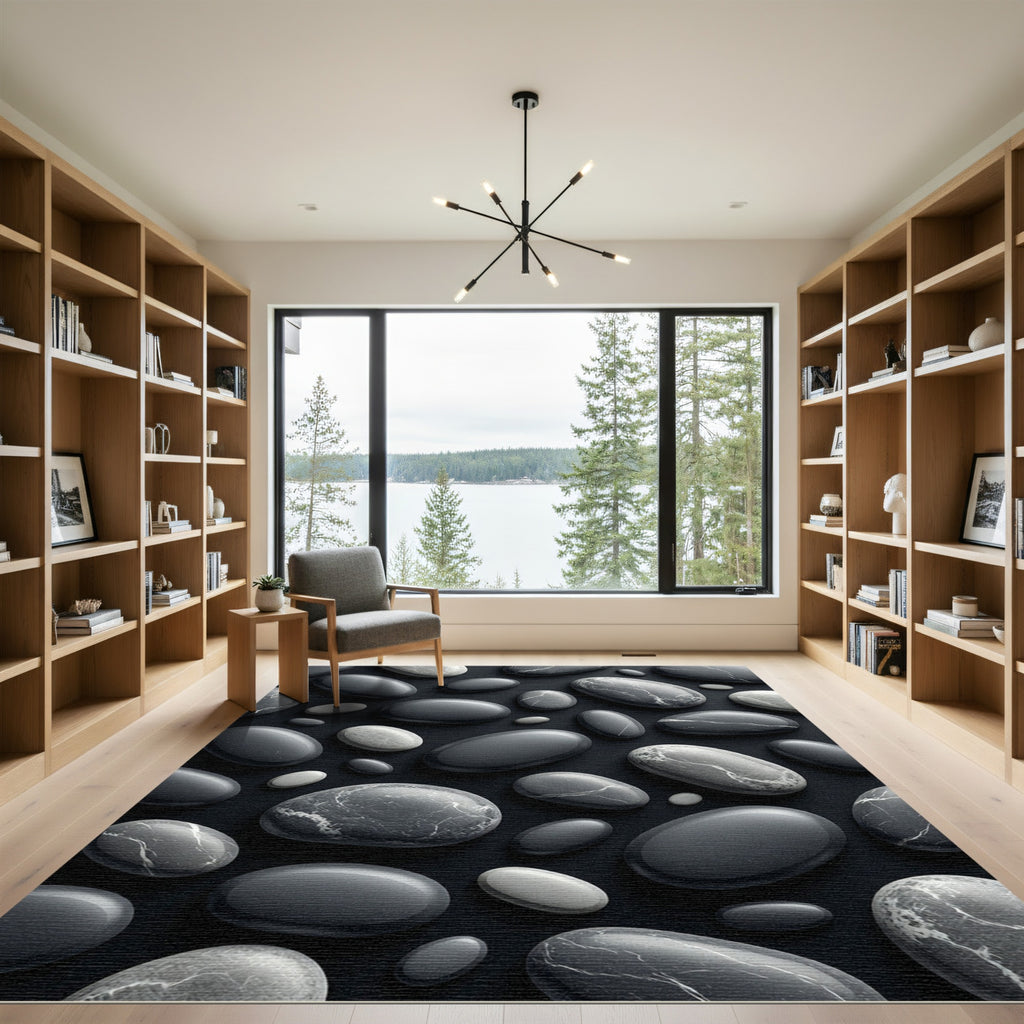 Monochromatic Smooth Stone Collection Rug