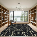 Ornate Black and Gold Archway Mosaic Rug