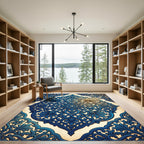 Ornate Cobalt Sapphire Floral Medallion Rug