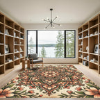 Soft Peach Floral Medallion Garden Rug
