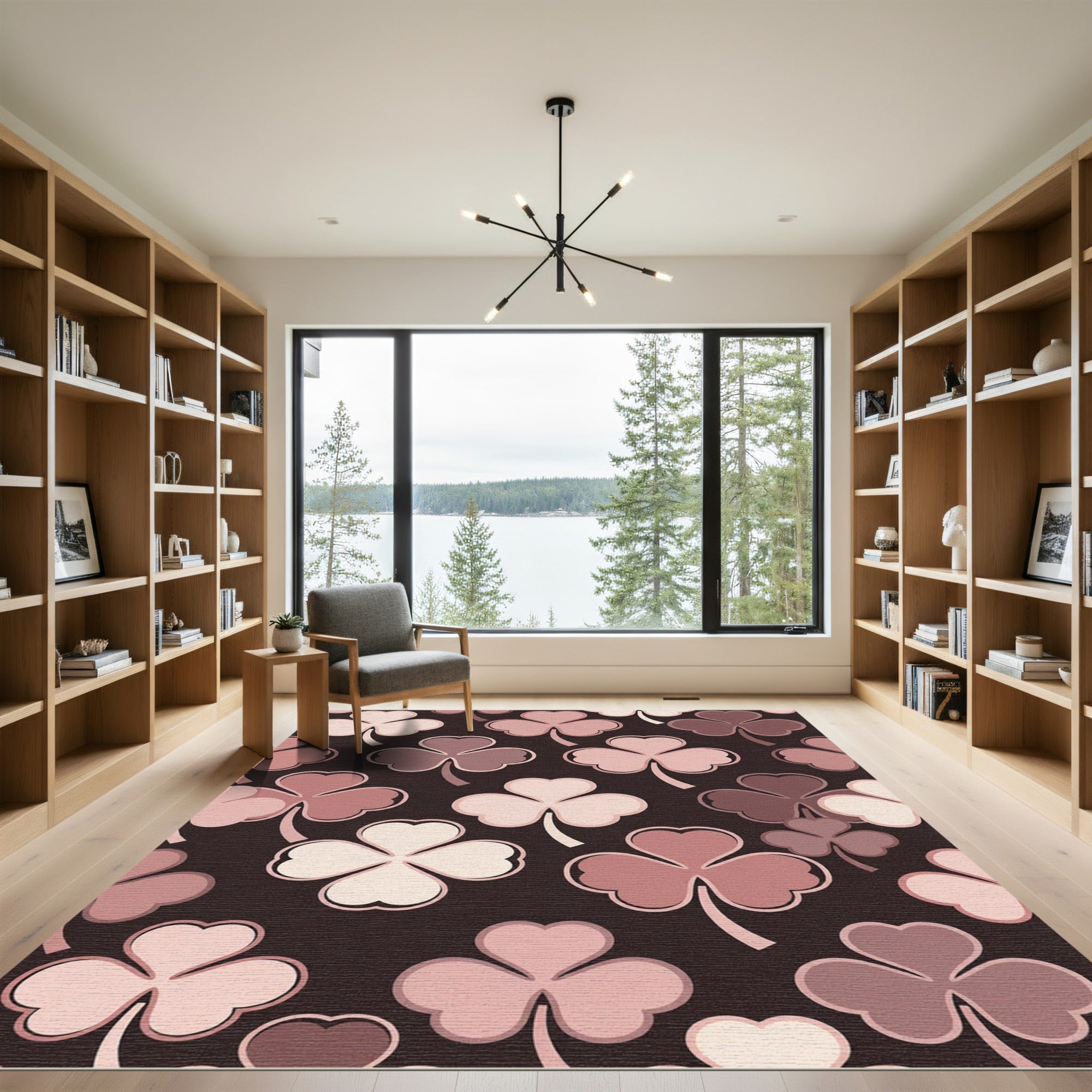 Blush Pink Minimalist Clover Field Rug
