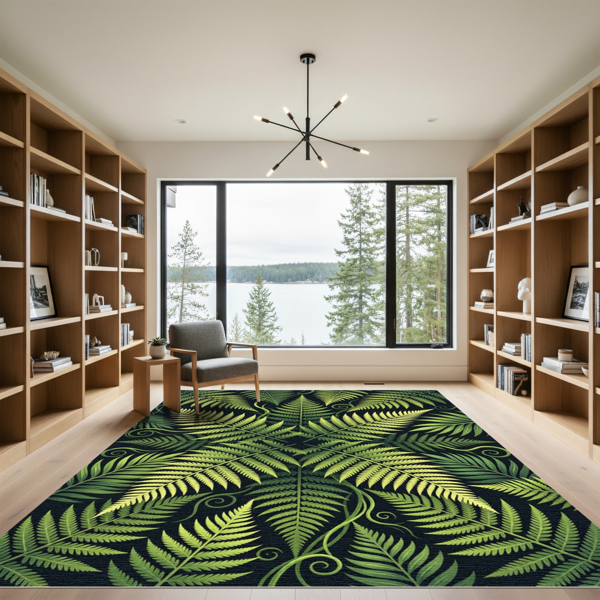 Lush Tropical Fern Forest Botanical Art Rug