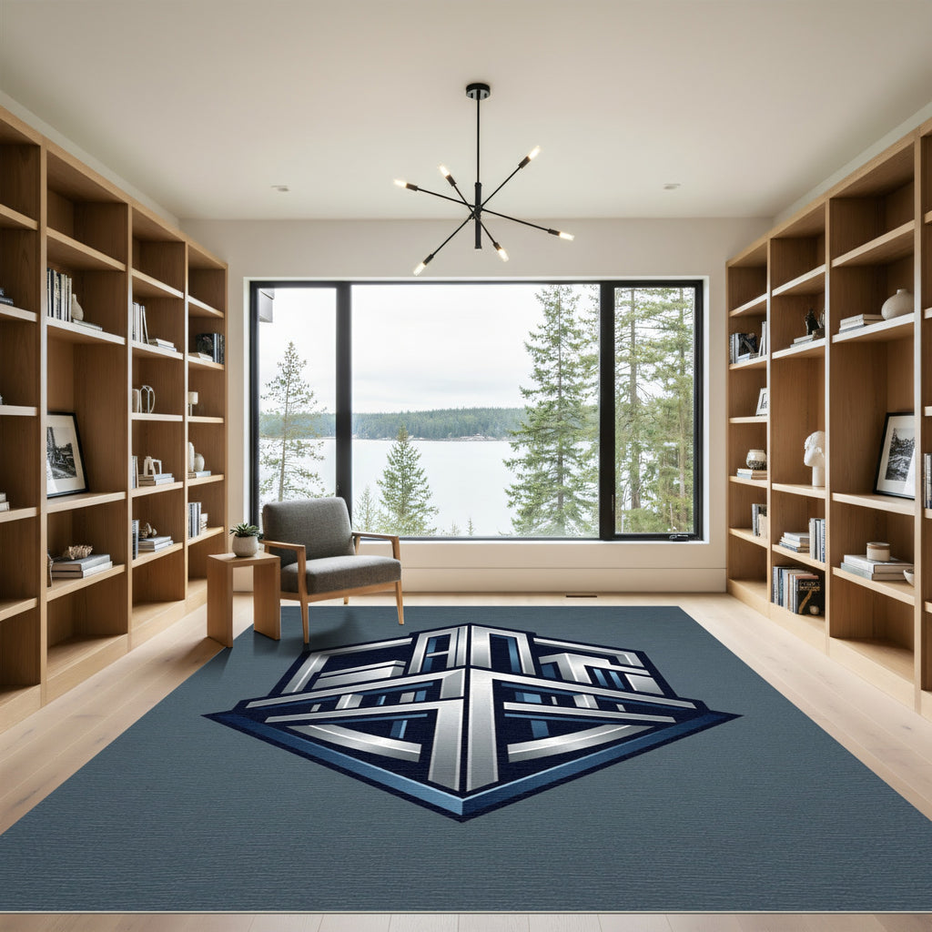 Metallic Silver Isometric Geometric Hexagonal Art Rug