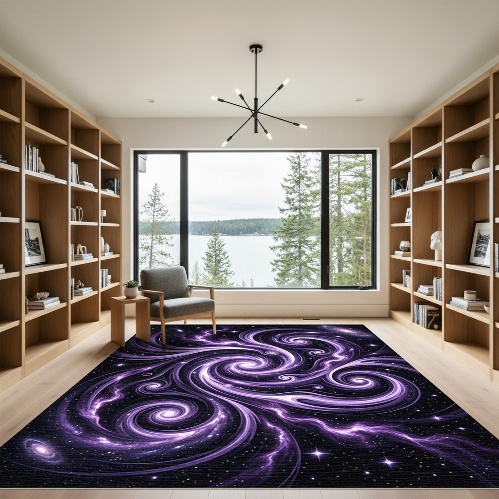Cosmic Purple Nebula Abstract Swirl Rug