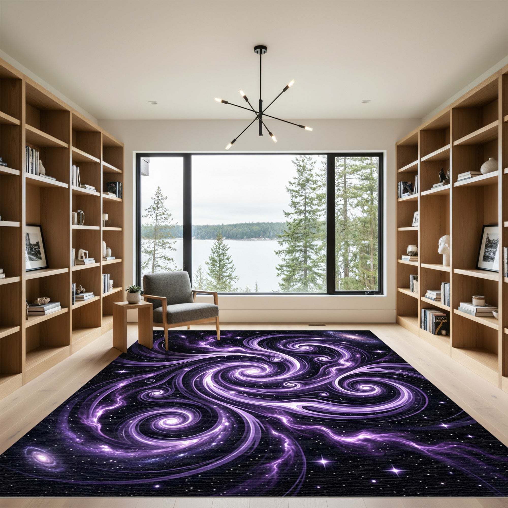 Cosmic Purple Nebula Abstract Swirl Rug