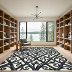 Ornate Black Vine Lattice Rug