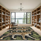 Lush Tropical Leopard Jungle Foliage Rug