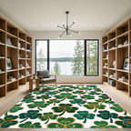 Golden Shamrock Clover Botanical Illustration Rug