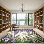 Elegant Purple Wisteria Botanical Vine Rug