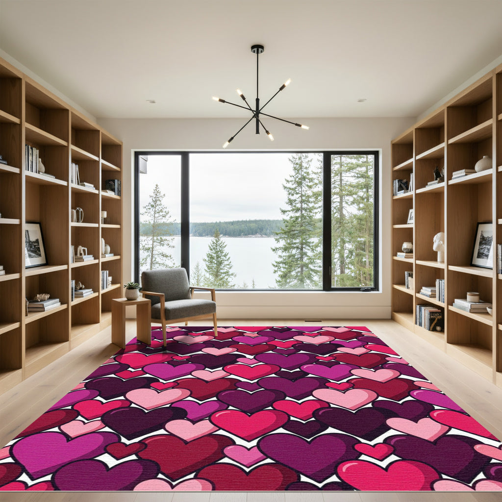 Vibrant Layered Heart Valentine Area Rug