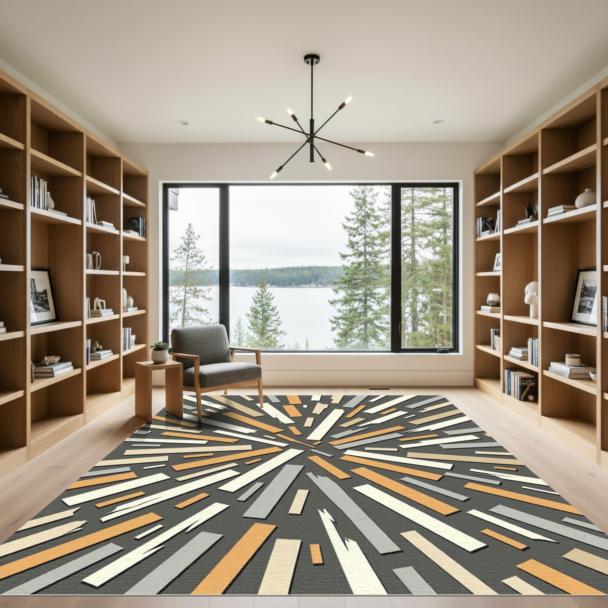 Exploding Wood Grain Abstract Rug
