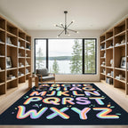 Vibrant Rainbow Alphabet Letter Art Wall Rug