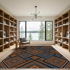 Orange Gray Geometric Diamond Pattern Rug