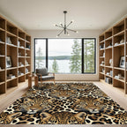Majestic Golden Leopard Face Animal Spot Rug