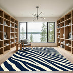 Bold Navy and Cream Zebra Stripe Rug