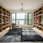 Grayscale Cracked Concrete Blocks Rug