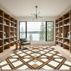 Geometric Beige and Brown Lattice Rug
