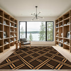 Textured Brown Intersecting Lattice Grid Rug