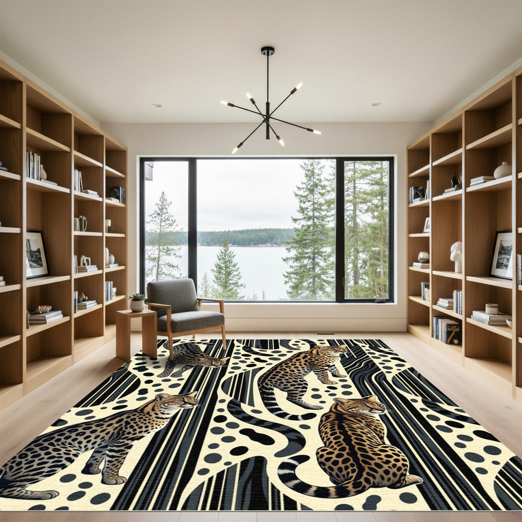 Exotic Spotted Feline Striped Art Rug