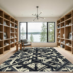 Monochrome Geometric Grid Intersecting Lines Rug