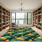 Golden Currency Stack Isometric Art Rug
