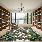 Lush Green Botanical Trellis Lattice Rug