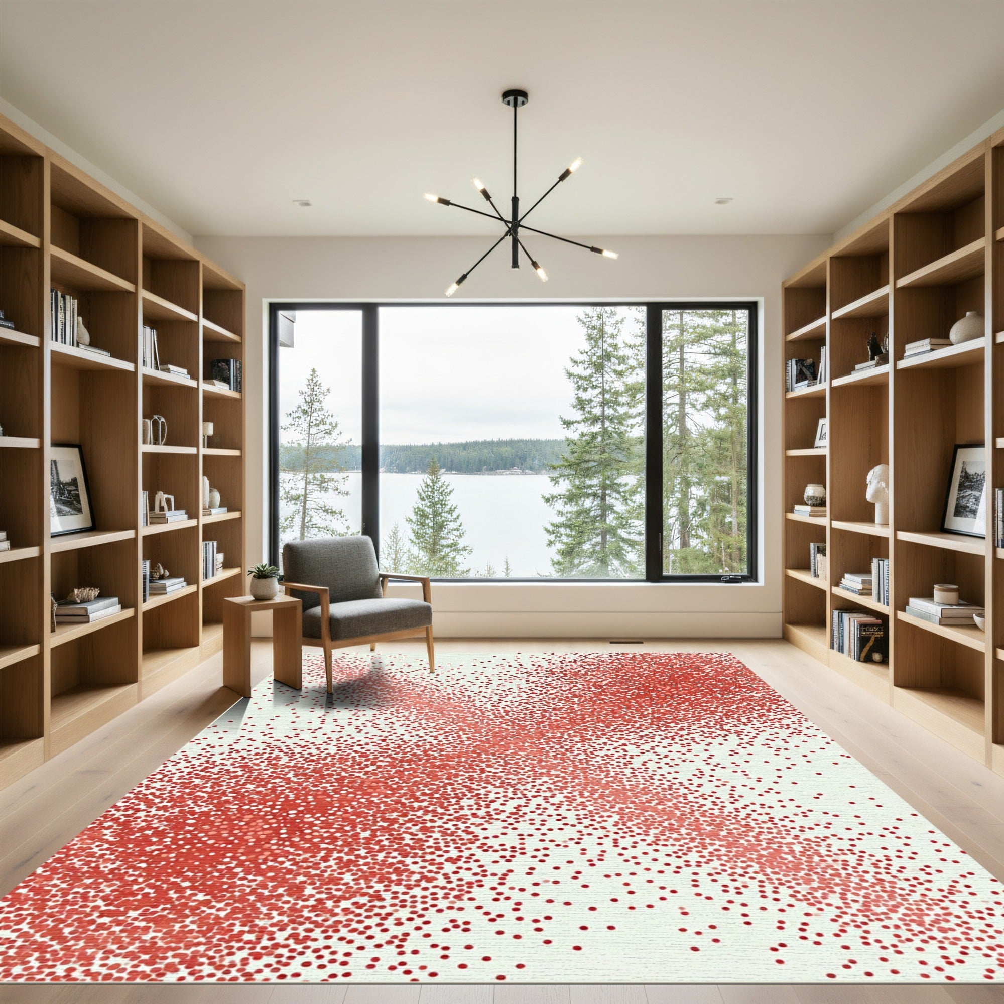 Crimson Dot Explosion Abstract Rug