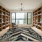 Modern Woodland Chevron Leaf Art Rug