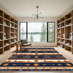 Southwestern Desert Sun Striped Geo Rug