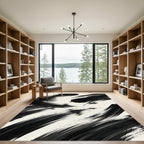 Minimalist Monochrome Abstract Brush Stroke Rug