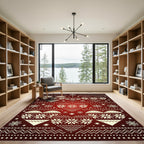 Red Nordic Heart Snowflake Fair Isle Rug