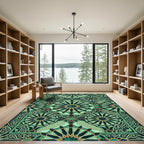 Deep Teal Ornate Geometric Star Rug