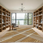 Earthy Brown Herringbone Textured Plaid Rug