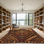 Golden Desert Sun Geometric Radiant Compass Rug