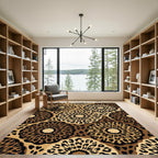 Brown Leopard Print Sunburst Round Rug