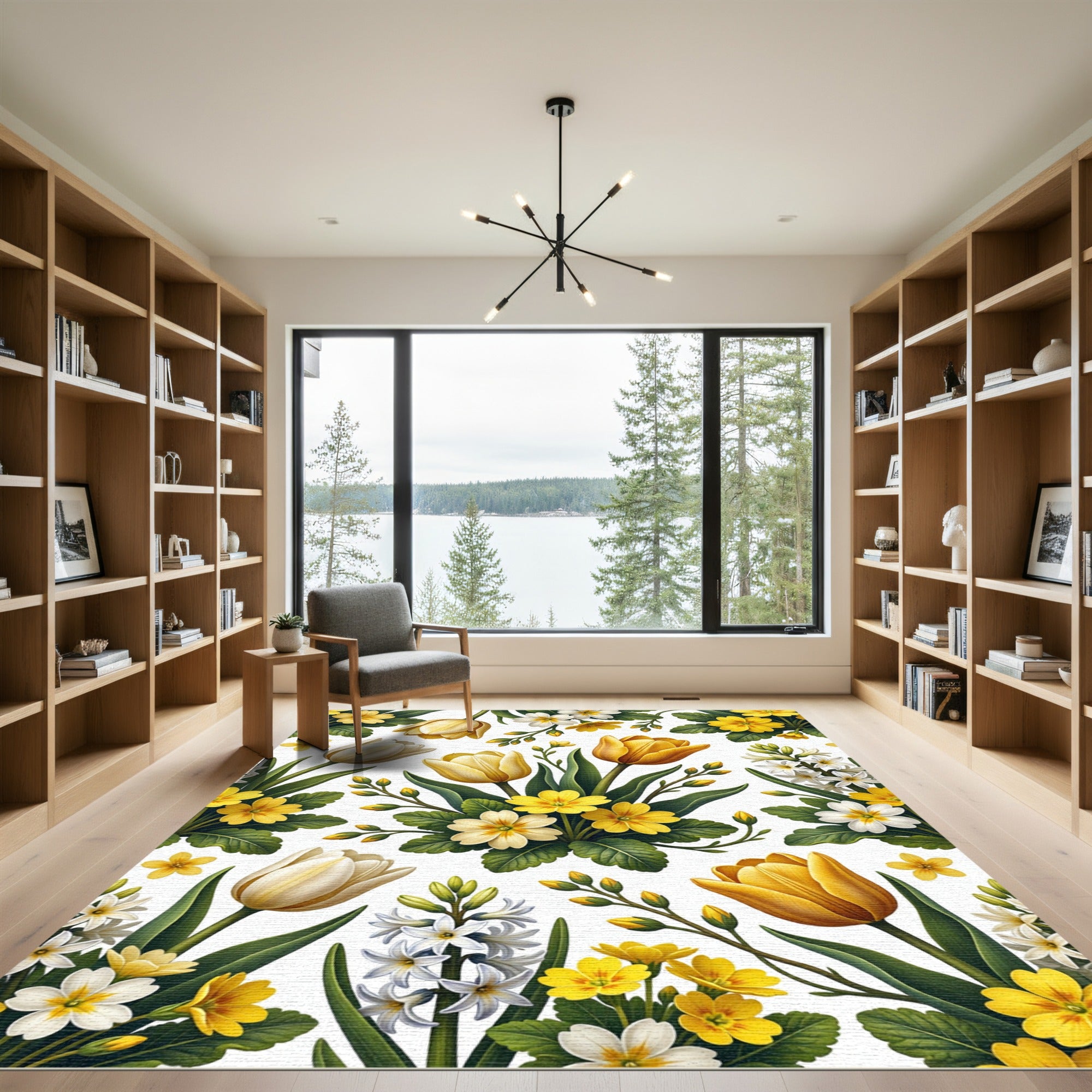 Yellow Tulip and Primrose Meadow Botanical Rug