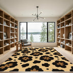 Golden Brown Floral Spots Rug