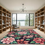 Pink Coral Peony Floral Vine Rug