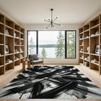 Monochrome Abstract Ink Stroke Rug